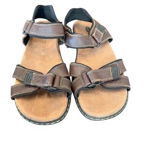Dr. Scholl’s “Gus” Brown Leather Sandals – Men’s 13M Memory Foam